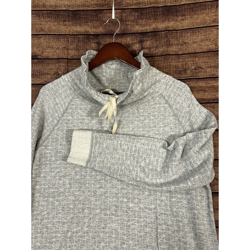 T by Talbots Gray Geometric Funnel Neck Pullover Sweatshirt Womens Medium Cotton